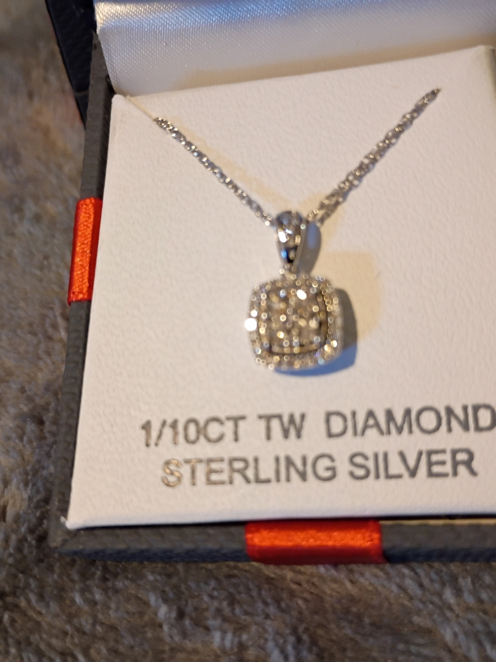 Sterling Silver White Diamond Halo Pendant Necklace